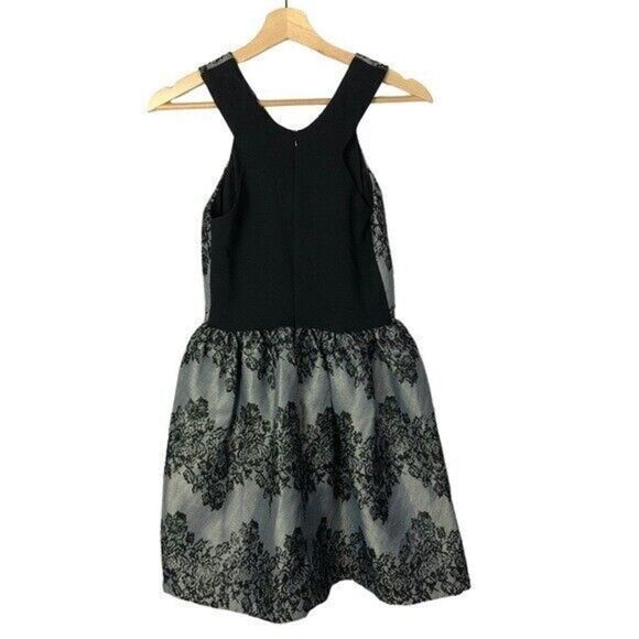 Aqua Gray & Black Lace Detailing Fit & Flare Mini Dress S - Picture 2 of 4